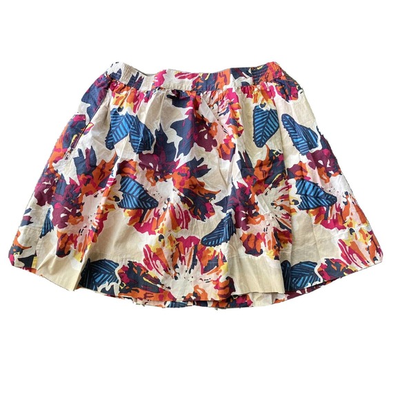 Fossil Women’s Size 4 Floral Mini Skirt Button Front Pockets Lined Elastic Waist - Picture 6 of 8